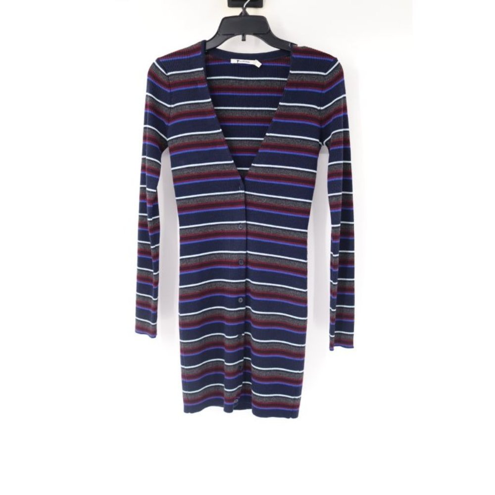 T By alexander wang cardigan sweater women's XS long sleeve striped merino wool